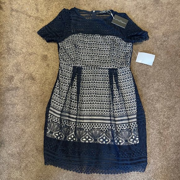 Paper Dolls London Navy Overlay Dress - Picture 3 of 8